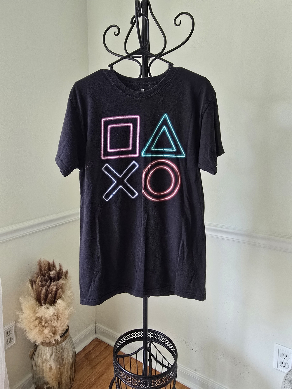 Playstation Gaming Symbols Tee with Neon Icons